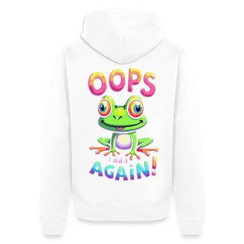 Colorful Frog with Optimistic Message - Unisex Premium Organic Zip Hoodie - white - Back - Thijin (182cm)