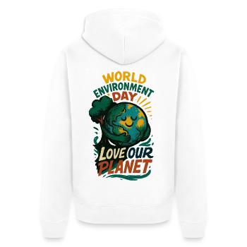 Arbre câlin de terre pour la Journée mondiale de l’environnement - Veste à capuche bio Premium Unisexe - blanc - Dos - Thijin (182cm)