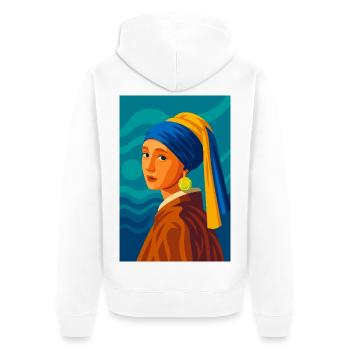 La Jeune Fille (en suspension) - Veste à capuche bio Premium Unisexe - blanc - Dos - Thijin (182cm)