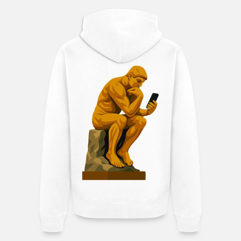 Le Penseur (connecté) - Veste à capuche bio Premium Unisexe - blanc