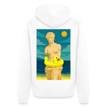 Die Venus (am Strand) - Unisex Premium Bio Zip Hoodie - Weiß - Hinten - Thijin (182cm)