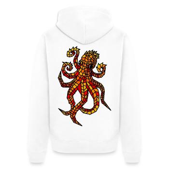 Feuriges Mosaik-Oktopus-Design - Unisex Premium Bio Zip Hoodie - Weiß - Hinten - Thijin (182cm)