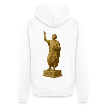 Religiöse Skulptur mit Message - Unisex Premium Bio Zip Hoodie - Weiß - Hinten - Thijin (182cm)