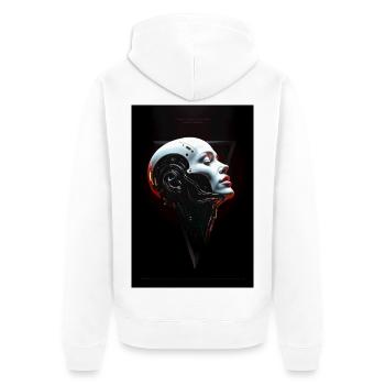 MAD-MND: Reality Fails - Unisex Premium Bio Zip Hoodie - Weiß - Hinten - Thijin (182cm)
