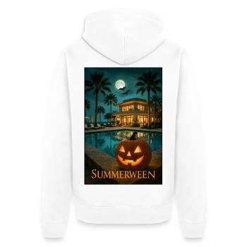 Sommerween - Unisex Premium Bio Zip Hoodie - Weiß - Hinten - Thijin (182cm)