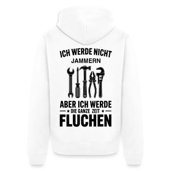 Ich werde nicht jammern aber ganze Zeit fluchen - Unisex Premium Bio Zip Hoodie - Weiß - Hinten - Thijin (182cm)