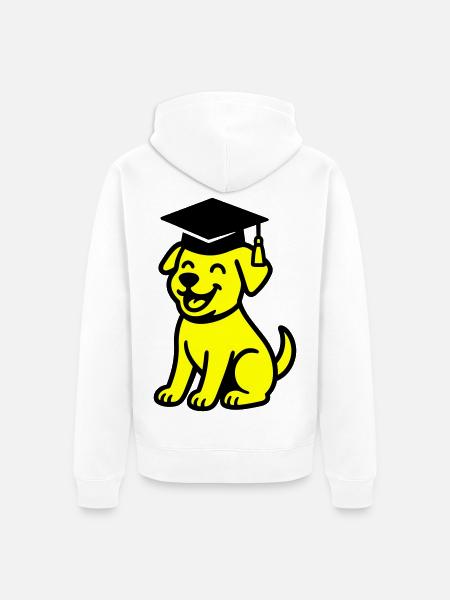 Bachelor Dog / Diploma Dog - Unisex Premium Organic Zip Hoodie - white