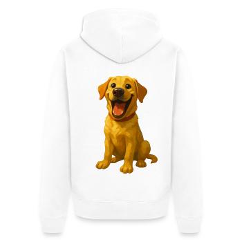 Labrador rieur – Motif de chien drôle - Veste à capuche bio Premium Unisexe - blanc - Dos - Thijin (182cm)