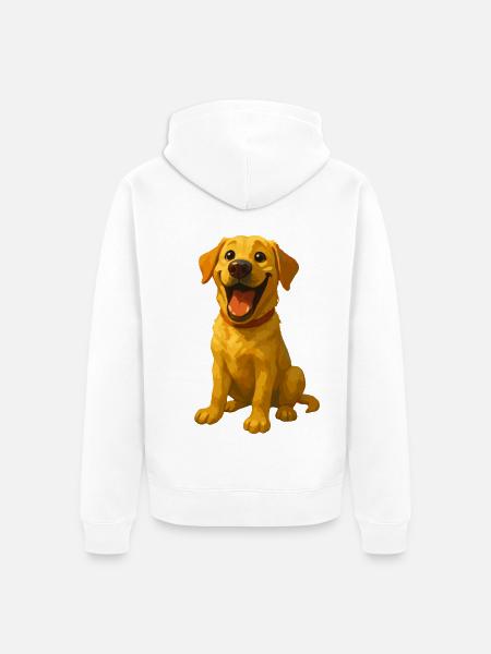 Lachender Labrador – Lustiges Hundemotiv  - Unisex Premium Bio Zip Hoodie - Weiß