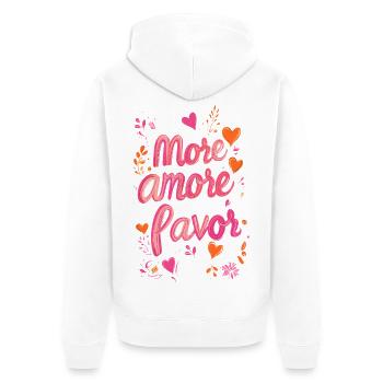 more amore por favor - Unisex Premium Organic Zip Hoodie - white - Back - Thijin (182cm)