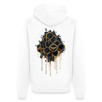 Imker Design - wabe - Unisex Premium Bio Zip Hoodie - Weiß - Hinten - Thijin (182cm)
