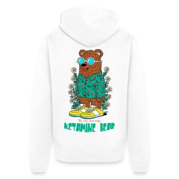 Ketamine Bear - Unisex Premium Bio Zip Hoodie - Weiß - Hinten - Thijin (182cm)