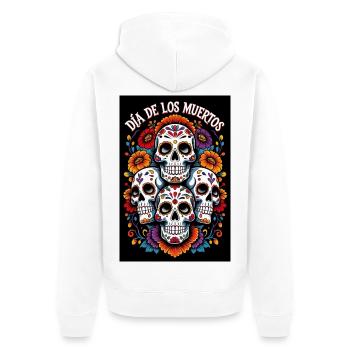 Dia de los Muertos Tag der Toten Blumenschädel  - Unisex Premium Bio Zip Hoodie - Weiß - Hinten - Thijin (182cm)