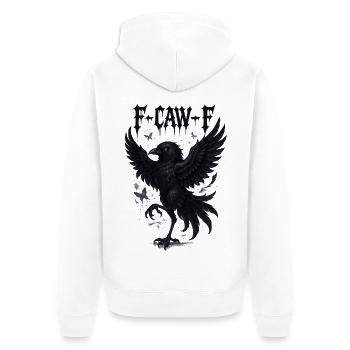 F Caw F Crow Raven Shirt | Gothic Halloween Spooky - Unisex Premium Organic Zip Hoodie - white - Back - Thijin (182cm)