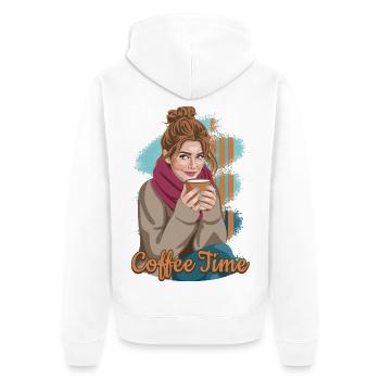 L’heure du café - Veste à capuche bio Premium Unisexe - blanc - Dos - Thijin (182cm)