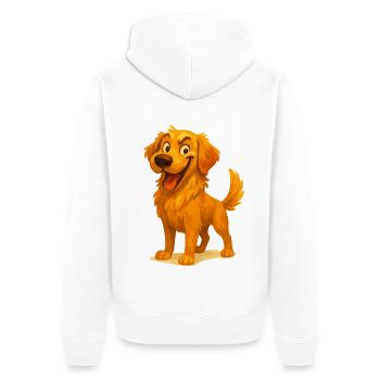 Dessin animé coquin Golden Retriever - Veste à capuche bio Premium Unisexe - blanc - Dos - Thijin (182cm)