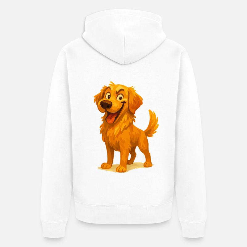 Dessin animé coquin Golden Retriever - Veste à capuche bio Premium Unisexe - blanc