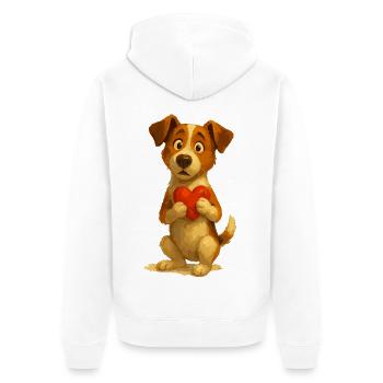 Jack Russell Terrier avec cœur - Veste à capuche bio Premium Unisexe - blanc - Dos - Thijin (182cm)