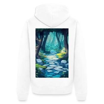 Illustration of a Forest Landscape - Veste à capuche bio Premium Unisexe - blanc - Dos - Thijin (182cm)
