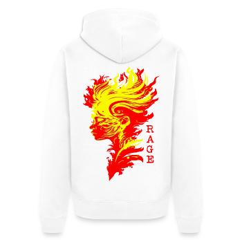 Flaming Rage  - Unisex Premium Organic Zip Hoodie - white - Back - Thijin (182cm)
