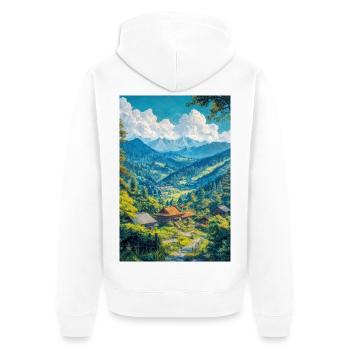 Illustration of a japan landscape - Veste à capuche bio Premium Unisexe - blanc - Dos - Thijin (182cm)