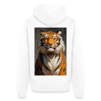 Illustration eines Tigers - Unisex Premium Bio Zip Hoodie - Weiß - Hinten - Thijin (182cm)
