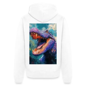Illustration of a crocodile - Unisex Premium Organic Zip Hoodie - white - Back - Thijin (182cm)