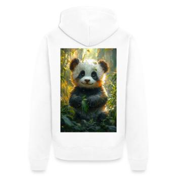 Illustration eines Pandas - Unisex Premium Bio Zip Hoodie - Weiß - Hinten - Thijin (182cm)