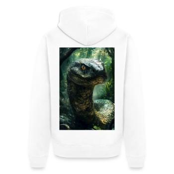 Illustration einer Schlange - Unisex Premium Bio Zip Hoodie - Weiß - Hinten - Thijin (182cm)