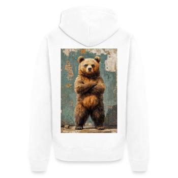 Illustration eines Bären - Unisex Premium Bio Zip Hoodie - Weiß - Hinten - Thijin (182cm)