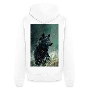 Illustration eines Wolfes - Unisex Premium Bio Zip Hoodie - Weiß - Hinten - Thijin (182cm)