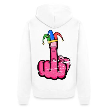 Mittelfinger Stingerfinger Karneval - Unisex Premium Bio Zip Hoodie - Weiß - Hinten - Thijin (182cm)