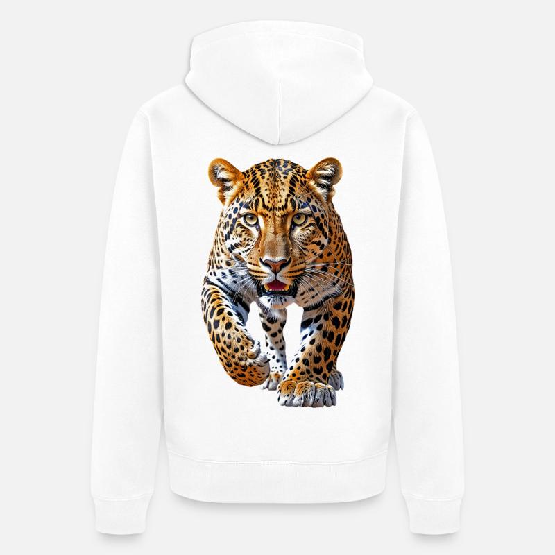 Léopard - Veste à capuche bio Premium Unisexe - blanc