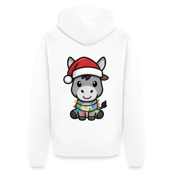Esel Elfe Xmas Lustiges Weihnachtsgeschen - Unisex Premium Bio Zip Hoodie - Weiß - Hinten - Thijin (182cm)