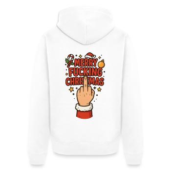 Doigt d’honneur Joyeux Noël - Veste à capuche bio Premium Unisexe - blanc - Dos - Thijin (182cm)