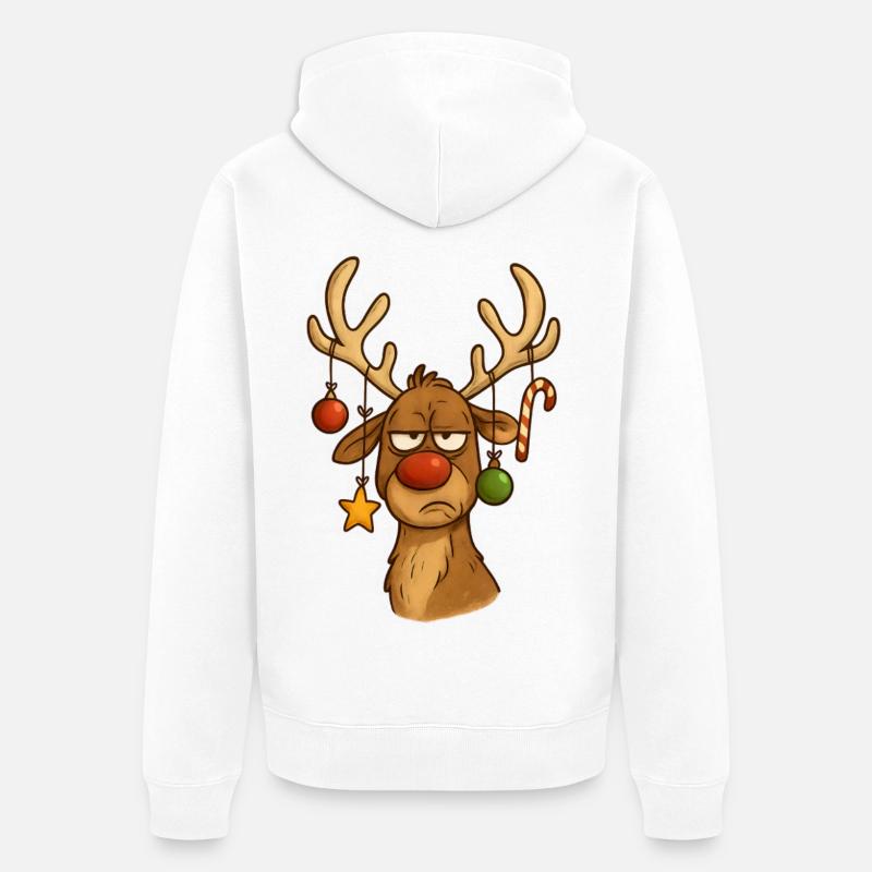 Cerf Rudolph Joyeux Noël doux - Veste à capuche bio Premium Unisexe - blanc