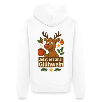 Funny mulled wine reindeer - Unisex Premium Organic Zip Hoodie - white - Back - Thijin (182cm)
