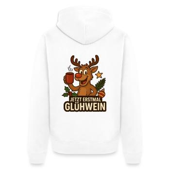 Mulled Wine Fan Reindeer - Unisex Premium Organic Zip Hoodie - white - Back - Thijin (182cm)