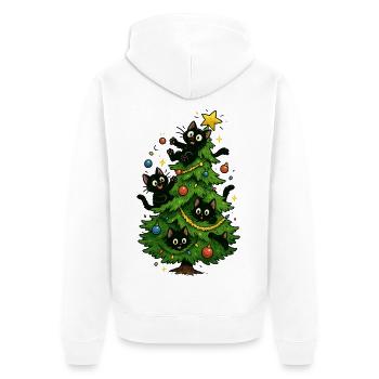 Sapin de Noël Chats Noël - Veste à capuche bio Premium Unisexe - blanc - Dos - Thijin (182cm)