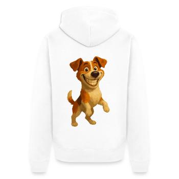 Jack Russell Terrier souriant - Veste à capuche bio Premium Unisexe - blanc - Dos - Thijin (182cm)