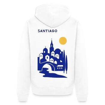 Silhouette de Santiago en soirée - Veste à capuche bio Premium Unisexe - blanc - Dos - Thijin (182cm)