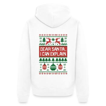 Ugly Christmas Dear Santa I Can Explain - Unisex Premium Organic Zip Hoodie - white - Back - Thijin (182cm)