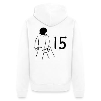15th Birthday - 15 Years Old - Unisex Premium Organic Zip Hoodie - white - Back - Thijin (182cm)