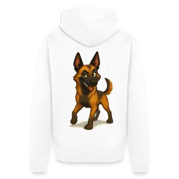 Chien de dessin animé Malinois coquin - Veste à capuche bio Premium Unisexe - blanc - Dos - Thijin (182cm)