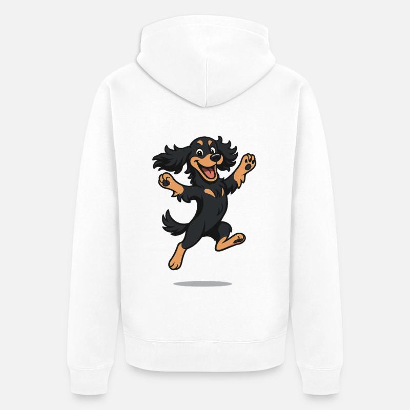 Hüpfender Cartoon Cocker Spaniel - Unisex Premium Bio Zip Hoodie - Weiß