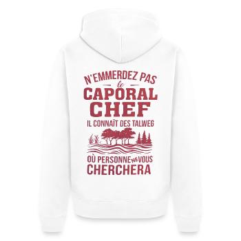 Caporal Chef et Nature - Humour Campagne - Veste à capuche bio Premium Unisexe - blanc - Dos - Thijin (182cm)
