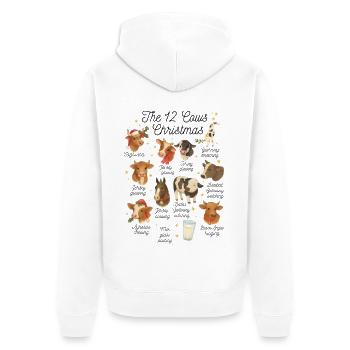 The 12 Cows of Christmas – Lustiges Weihnachtskuh  - Unisex Premium Bio Zip Hoodie - Weiß - Hinten - Thijin (182cm)