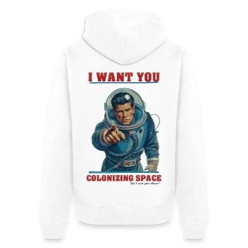 Colonisation spatiale rétro des astronautes - Veste à capuche bio Premium Unisexe - blanc - Dos - Thijin (182cm)