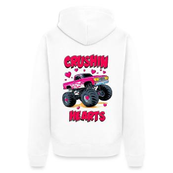 Crushin Hearts Monster Truck - Unisex Premium Organic Zip Hoodie - white - Back - Thijin (182cm)