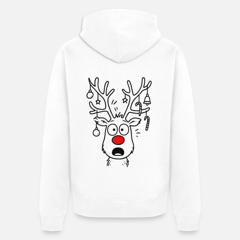 Cerf Rudolph Joyeux Noël doux - Veste à capuche bio Premium Unisexe - blanc